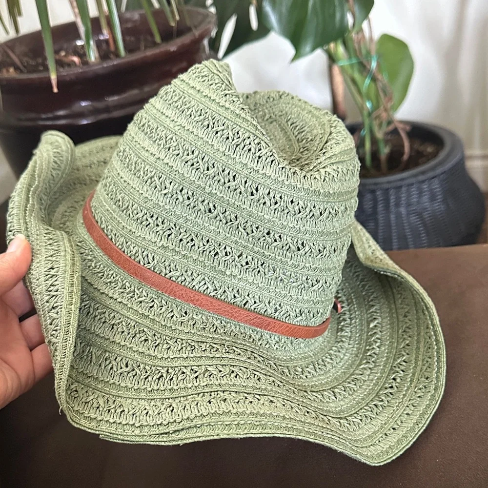 Vince Camuto Open Weave Cowgirl Hat in green - Picture 7 of 7